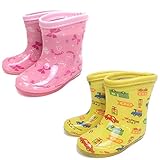 (ピンク/15cm)子供 レインブーツ 長靴 男の子 女の子 リボン 乗り物 男児 女児 ベビー 【ノーブランド品】
