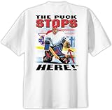 Hockey Tシャツ:のパックStops Here ホワイト