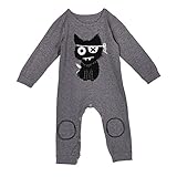 Ochine 新生児　幼児　ロンパース　男の子　長袖　コットンブレンド　かわいいウルフプリント 子供服　0-2歳設定 カバーオール 4サイズ選べる (XS、0-6月)
