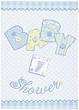 Baby Blue Stitching Baby Shower Invitation Cards - by Unique Party