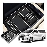 【RUIYA】トヨタ アルファード30系後期 コンソールボックス アルファード 30系コンソールトレイ USB穴付き 収納ボックス カスタム 内装パーツ 小物入れ トレイ ラバーマット付き(白)