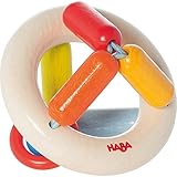 HABA Clutching Toy Rainbow Round Maple Wood Manipulative Rattle & Teether (Made in Germany) [並行輸入品]