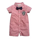 ZOEREA(ゾエレア) ベビー服　男の子 ロンパース カバーオール 半袖 子供服 フォーマル カジュアル ネクタイ付き チェック柄 結婚式 誕生日 入園式 卒業式 写真 プレゼント 発表会 イベント