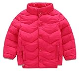 (トヨベイ)Toyobuy 可愛い 厚手 子供 中綿 コート キッズ ブルゾン ベビー ジャケット 男の子 女の子 防寒 バラ色 90