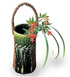 瀬戸焼 陶房淳 織部 つる付花入 サイズ/ 径10 x 高30