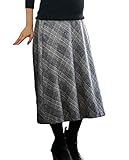 Angeliebe エンジェリーベ マタニティ フィット グレン チェック ツイード フレア スカート 産前 産後 妊婦服 ミモレ丈 S ～ M ブラック 系 21639 21639101