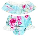 StylesILove Baby Girls 2個夏キュートオフショルダーレースタンクトップショーツSunsuit カラー: ブルー