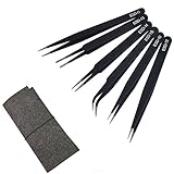 6本セット　ピンセット cnomg 精密ESD　絶縁ドライバー　作業工具 防腐 ステンレス製　静電防止　精度高い　布巻き込み式收納