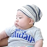 (カジュアルボックス)CasualBox ベビー Linen ボーダー オーガニックコットン ワッチ フリーサイズ 赤ちゃん帽子 charm チャーム(ネイビー)