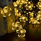 CrazyFire 50球7m LEDサクラ ソーラー クリスマスイルミネーション つらら フラワー 防滴 防雨 (桜, イエロー)