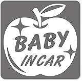 imoninn BABY in car ステッカー　【マグネットタイプ】　No.63　リンゴ　（シルバーメタリック）