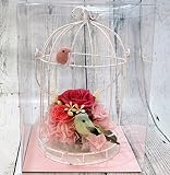 【当店人気商品】 プリザーブドフラワー フラワーギフト ピンク系 鳥かご メッセージカード付 お祝い お誕生日 記念日 送別