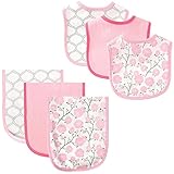 Hudson Baby 6 Piece Bib and Burp Cloth Set, Flowers by Hudson Baby