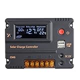 Anself 10A 12V 24V LCDソーラー充電コントローラ ラソーラーパネル 自動調整スイッチ 過負荷保護 温度補償