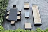 Ohana Collection 本物 屋外 ユニット式ソファとダイニング 枝編み細工 パティオ 家具セット (14点セット) 無料の天幕付き (サンブレラ・ベージュ) サンブレラベージュ