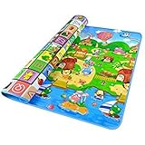 SODIAL(R) ダブルサイド　防水　赤ちゃん野ソフトなクロールマット　ピクニックブランケットプレイマット-アルファベット+農場