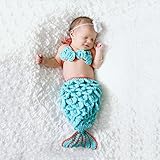 ハンドメイド 0-6ヶ月 撮影写真 ベビー 幼児 セット 人魚姫 カチューシャ+ブラ+スカート 0-6ヶ月に合う 【1点】
