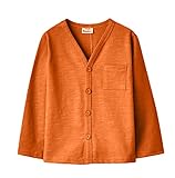 Plus Nao(プラスナオ) 子供用 カーディガン Ｖネック 長袖 シンプル 無地 男の子 女の子 キッズ ジュニア 100 110 120 130 140 150 160 オレンジ 100