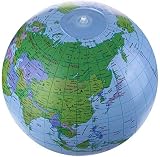 ビーチボール地球儀 世界地図 知力育て＆お洒落なおもちゃ 英語併記付きの地球風船/バルーン グローブボール 空気入れのおもちゃ 撮影/誕生日/パーティ/水泳/海/風呂 Φ32cm±3cm（diqiouyi-lanse-161）