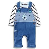 ベビー男の子ジーンズロンパースセット幼児用DoggyジャンプスーツOutfit with Suspenders & Tee カラー: ブルー