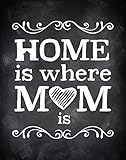 Home Is Where Momは、お母さんの装飾、壁印刷、母の壁アート、母の日プリント、保育園インテリア、ギフトfor Mom 16x20 PRIMomisHomENwhiCV1620.m