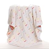 [crosmall]欧米風　ベビーガーゼケット　コトン100％6重ガーゼ　おくるみ　バスタオル　ブランケットにも　通気性抜群110×105 (ホース)