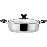 ヨシカワ 日本製 浅型両手鍋 24cm IH対応 シルバー ステンレス クックルックII SJ2186