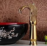 Aquafaucet Phoenix動物デザインSwan Shape蛇口Tallシンク蛇口ゴールドFinished