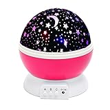 Homeselfスター照明ランプ4 LEDビーズ360度夜ライト回転Night Cosmos Star投影ランプwith USBケーブルforキッズ赤ちゃん寝室ベッドランプクリスマスギフト子供 ピンク