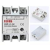 REYLNXR SSR-25DA 25A SSRリレーモジュール 制御ソリッドステートリレー 単相半導体リレー 非接触スイッチ付き 産業用（製品モデル：SSR-25DA，1個セット）