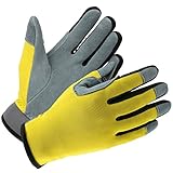 Ozero Genuine Deerskin snug-fit多機能手袋、作業作業、ガーデニング、自動車、アウトドアスポーツにタッチ画面Fingertips – メンズ&レディース( S / M / 