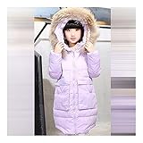 女の子　冬　ダウンジャケット　厚くする　保温　ファッション　パープル　130cm