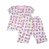 アンパン ニット楊柳 前開き総柄 半袖パジャマ ピンク◇80cm