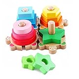 LanLan親子ゲーム4列セット木製おもちゃキッズ赤ちゃんジオメトリの一致する木製ビルディングブロックDevelopmental Toys