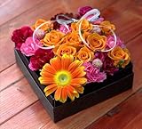 フラワーアレンジ fleurcocoオリジナル　生花フラワーボックス イエロー オレンジ 【誕生日プレゼント お見舞い 記念日　お祝い 】