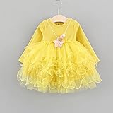 ベビー服 子供服 女の子ワンピース Pojour 長袖ドレス 可愛いチュールワンピース 秋冬 オシャレ 通園 発表会 旅行 記念日 プレゼント 黄色