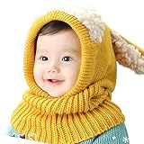 TEAFOR 子供 帽子 ベビー やわらかい ニットハット 手編み フリースウール厚さ かわいい 赤ちゃん帽子 肌さわりよく 無地 防寒保温 綿 キッズ 秋冬用 (イエロー)