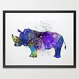 Dignovel Studios 8X10 Rino Watercolor illustration Art Print Nursery Kids Art Print Wedding Gift Bir