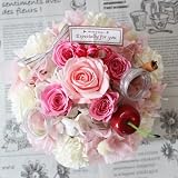 【プリザーブドフラワーギフト】枯れない魔法のお花のフラワーケーキ・ケースイン♪チエリーピンクベリー Lサイズ:ピンク 誕生日プレゼント 記念日 お祝い 結婚祝いプレゼント