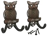 セットの2 Cast IronキュートMatching Owls装飾壁フック