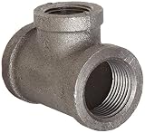 Anvil 8700121851 Malleable Iron Pipe Fitting, Reducing Tee, 1" x 1/2" x 1" NPT Female, Black Finish 