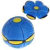NdjK Flying UFOフラットThrow DiscボールソフトキッズアウトドアゲームLEDライト付き(ブルー)
