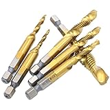 6ピースtitanium m2六角シャンク手タップhssネジスパイラル小数点スレッドメトリックプラグドリルビットm3 m4 m5 m6 m8 m10フィット金属鋼
