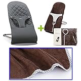 【今治タオルブランケットセットBL】babybjorn（ベビービョルン）バウンサー Bliss アンスラサイト（バウンサーカバーブルーストライプ）