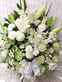 花由 お供え生花アレンジ ユリ入りＬＬサイズ たて長 白のみ マケプレお急ぎ便