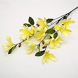 DC 造花 モクレン花 6色 飾り花 人工観賞花 庭園 書斎 ベッドルーム 本棚 インテリア 飾り物 (イエロー)