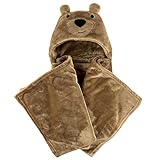 Hudson Baby Plush Hooded Blanket, Dark Brown by Hudson Baby