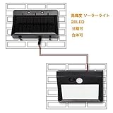 TIESソーラーライト高輝度 28LED対応 パネル分離可能 壁掛け式 2.5mケーブル付き 人感センサー 三つの点灯モード 太陽発電 電気代ゼロ 省エネ IP65防塵防雨 自動点灯 室内・屋外照明 