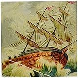 Dooni Designsヴィンテージデザイン – ヴィンテージボートon Rough Waters at Sea Nautical Illustration – タイル 12-Inch-Cerami