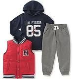 Tommy Hilfiger トミー ヒルフィガー ベビー ダウンベスト フード付き長袖Tシャツ 裏起毛パンツ 三点セット 60cm